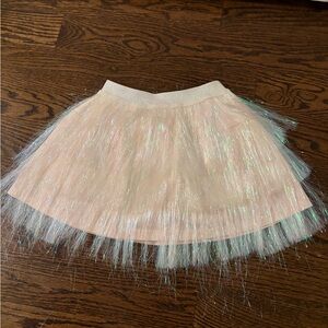 Lola + the Boys size 6 fringe skirt in iridescent white, worn once!